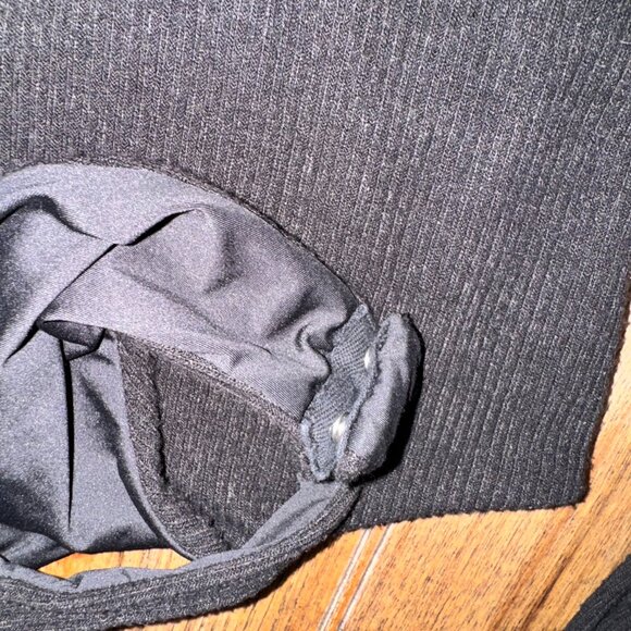 Klassy Network Ribbed Long Sleeve Square Neck Bodysuit | Large Black Bramisuit - Picture 5 of 13